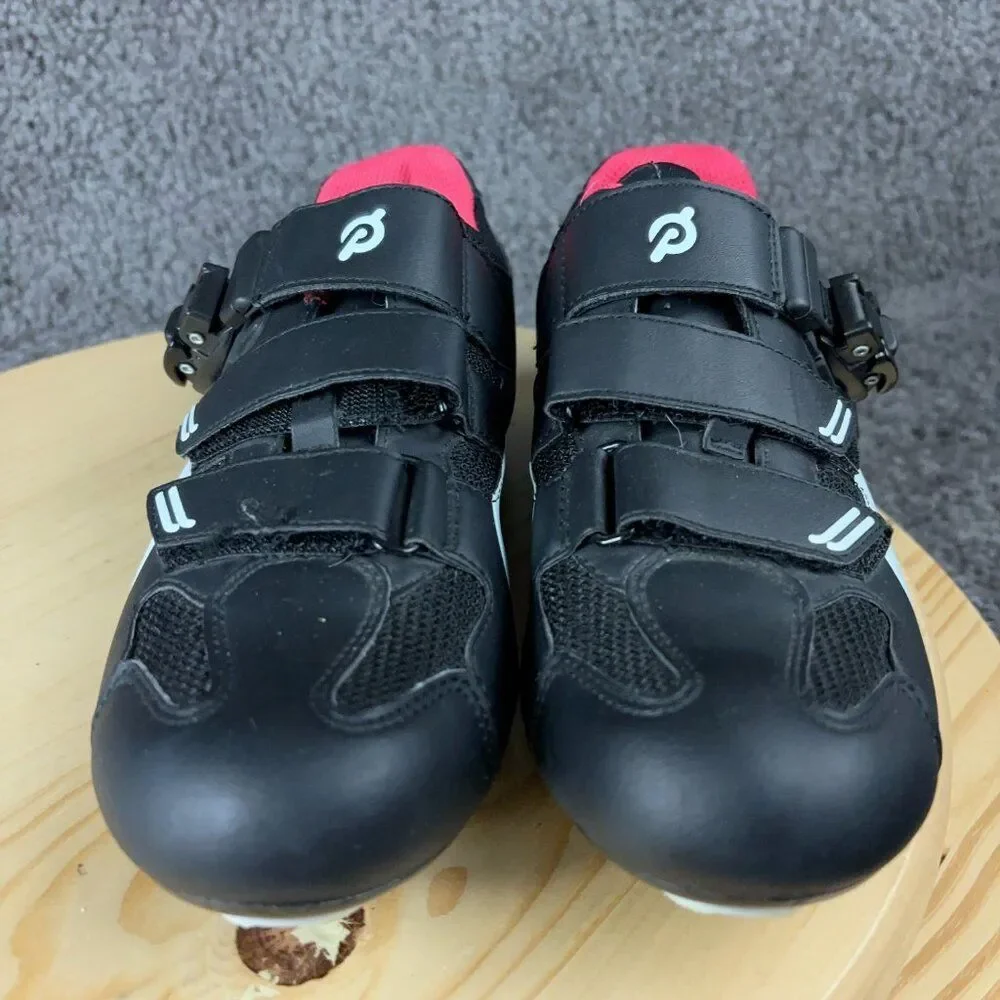 Peloton Black and Pink Cycling Shoes with White Accents